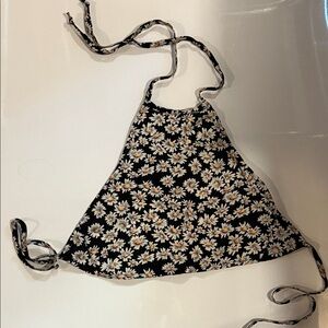 Brandy Melville Black Floral Halter Top